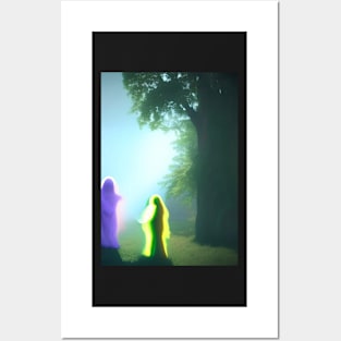 ETHEREAL COOL GHOSTS CHATTING ON  HALLOWEEN Posters and Art